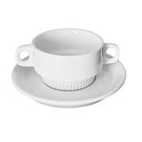 Taza Consomé con Platillo Porcelana Blanca 10 cm Stone Line Stratus (Set 6 Piezas)