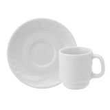 Taza Café con Platillo Porcelana Blanca 70 ml Plaza Schmidt (Set 6 Piezas)