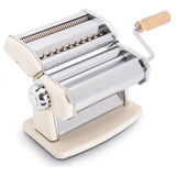 Máquina de Pasta Manual Acero Cromado 6 Grosores 3 Formatos Color Crema Imperia